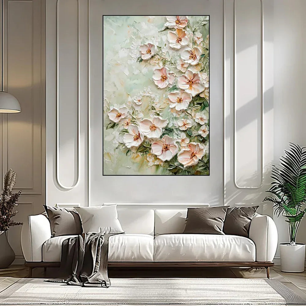 3D Textured Flower Oil Painting - Handmade Canvas Wall Art Unframed - Home Decoration Plus