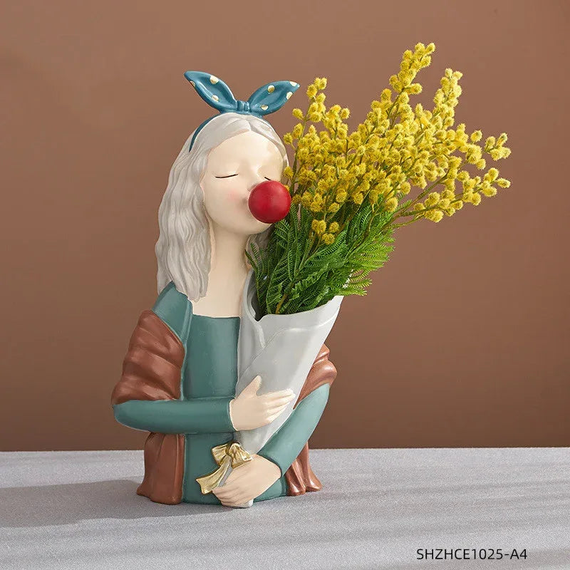 Home Decor Girl Figurine Resin Sculpture Abstract Art Room Decor Nordic Decoration Home Living Room Decoration Accessories Gifts - Home Decoration Plus
