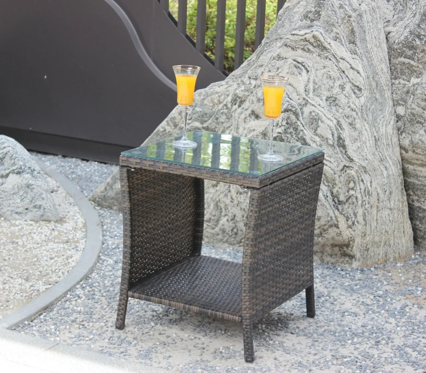 Outdoor Patio Furniture 1 Coffee Table With Clear Tempered Glass - Home Decoration Plus