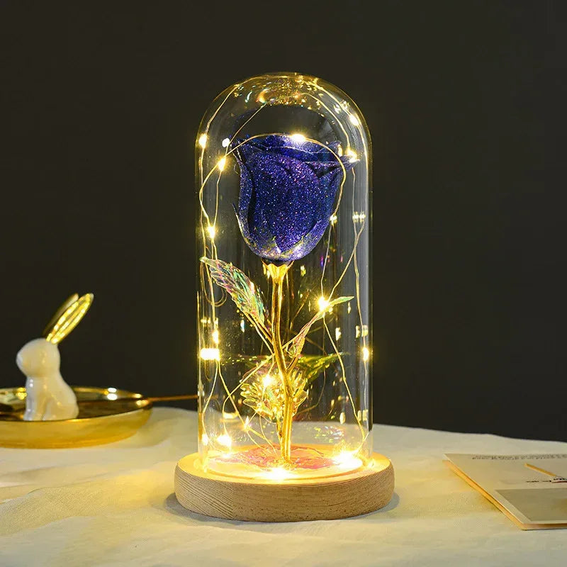 Valentines Day Gift For Girlfriend Eternal Rose Flowers LED Light In Glass Cover Day Wedding Decoration Favors Mother Day Female Gift Gift - Home Decoration Plus