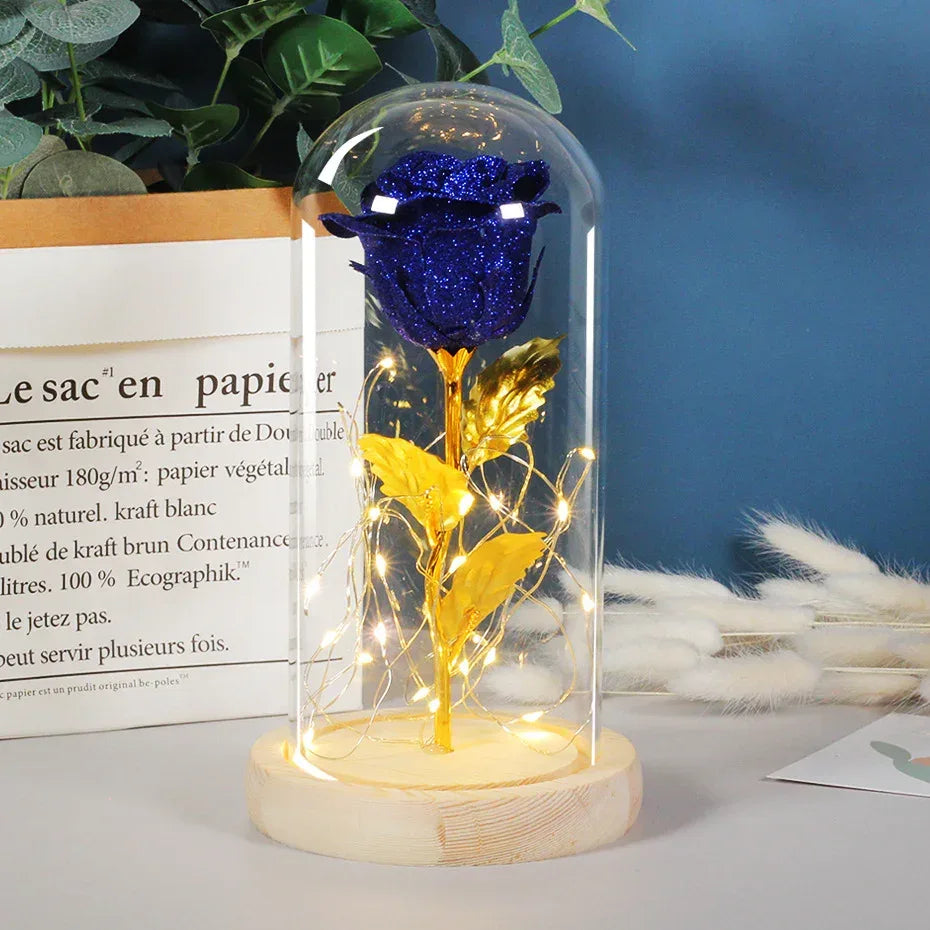 Valentines Day Gift For Girlfriend Eternal Rose Flowers LED Light In Glass Cover Day Wedding Decoration Favors Mother Day Female Gift Gift - Home Decoration Plus