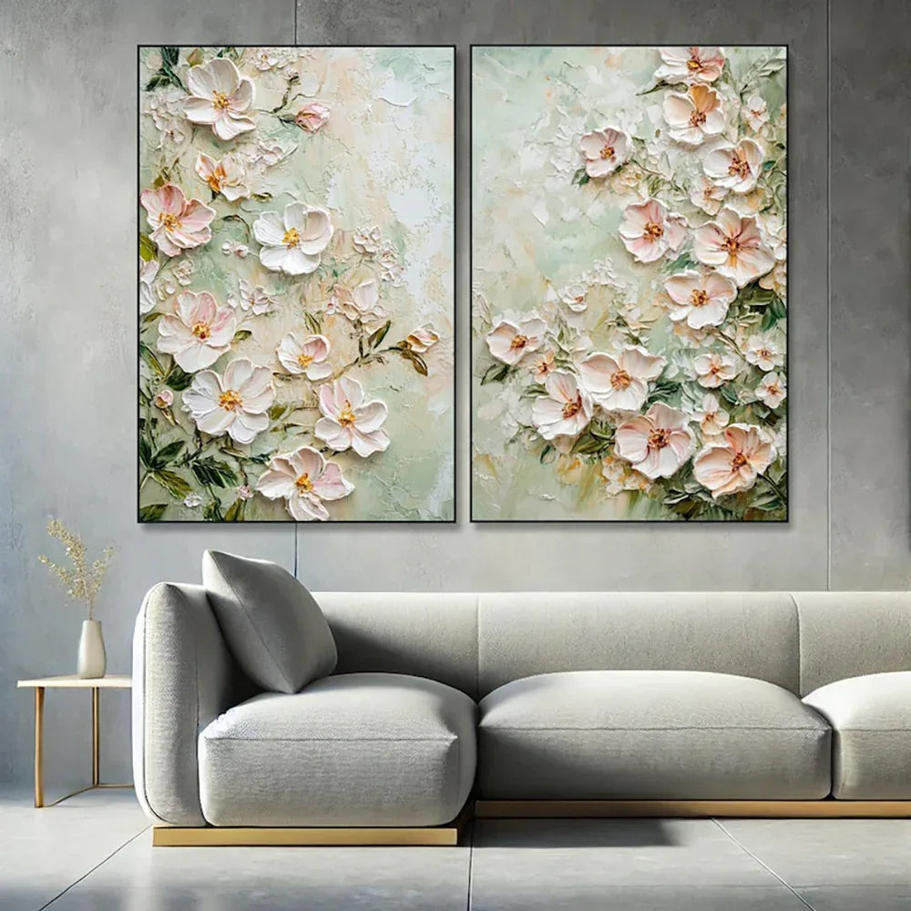 3D Textured Flower Oil Painting - Handmade Canvas Wall Art Unframed - Home Decoration Plus