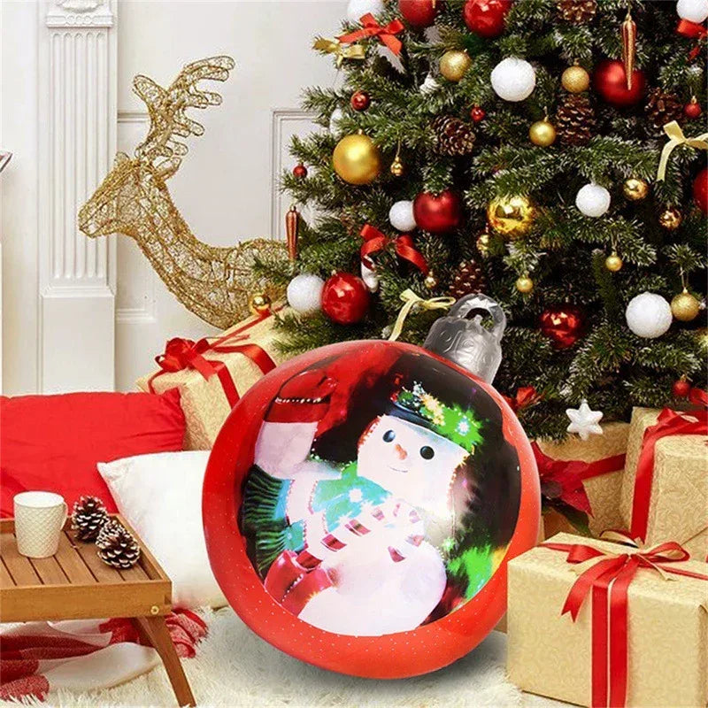 Christmas Ornament Ball Outdoor Pvc 60CM Inflatable Decorated Ball PVC Giant Big Large Balls Xmas Tree Decorations Toy Ball - Home Decoration Plus
