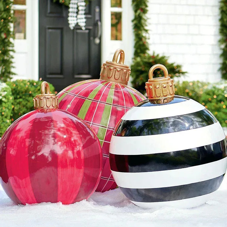Christmas Ornament Ball Outdoor Pvc 60CM Inflatable Decorated Ball PVC Giant Big Large Balls Xmas Tree Decorations Toy Ball - Home Decoration Plus