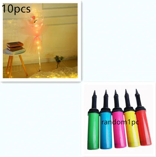 LED Luminous Balloon Rose Bouquet Transparent Bobo Ball Rose - Home Decoration Plus