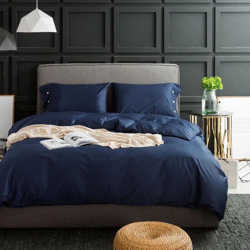 All cotton 60 satin four-piece solid color long-staple cotton - Home Decoration Plus