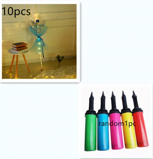 LED Luminous Balloon Rose Bouquet Transparent Bobo Ball Rose - Home Decoration Plus