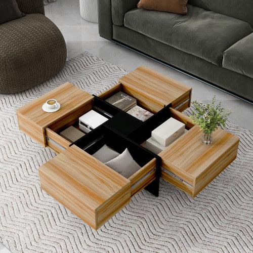 Modern Square Coffee Table with Hidden Storage - Home Decoration Plus