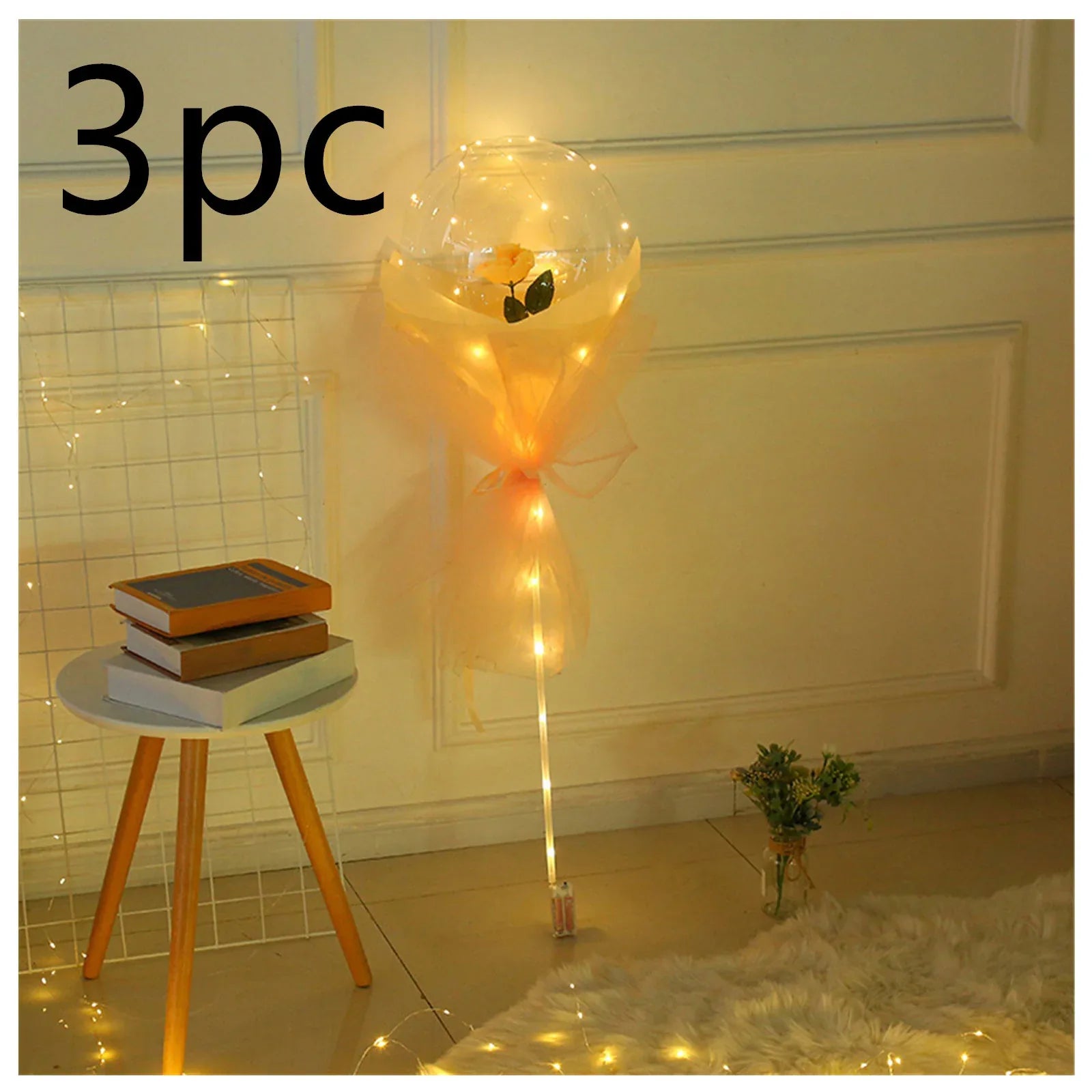 LED Luminous Balloon Rose Bouquet Transparent Bobo Ball Rose - Home Decoration Plus