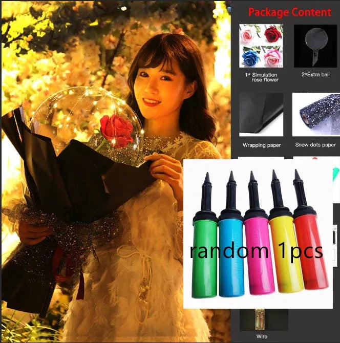 LED Luminous Balloon Rose Bouquet Transparent Bobo Ball Rose - Home Decoration Plus