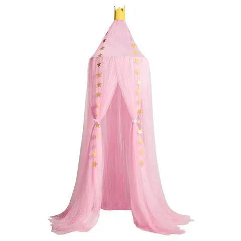 Princess Crown Canopy Bed Tent - Children's Mosquito Net with Star Ornaments - Home Decoration Plus