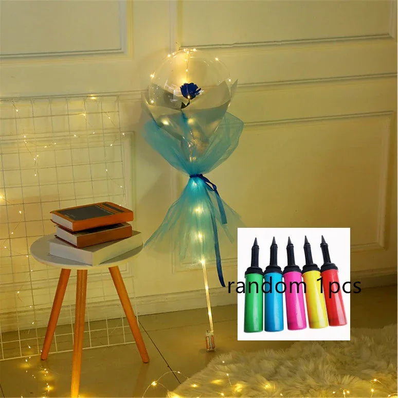 LED Luminous Balloon Rose Bouquet Transparent Bobo Ball Rose - Home Decoration Plus