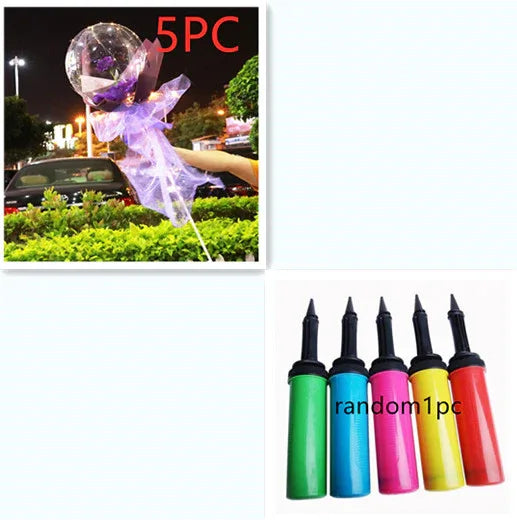 LED Luminous Balloon Rose Bouquet Transparent Bobo Ball Rose - Home Decoration Plus