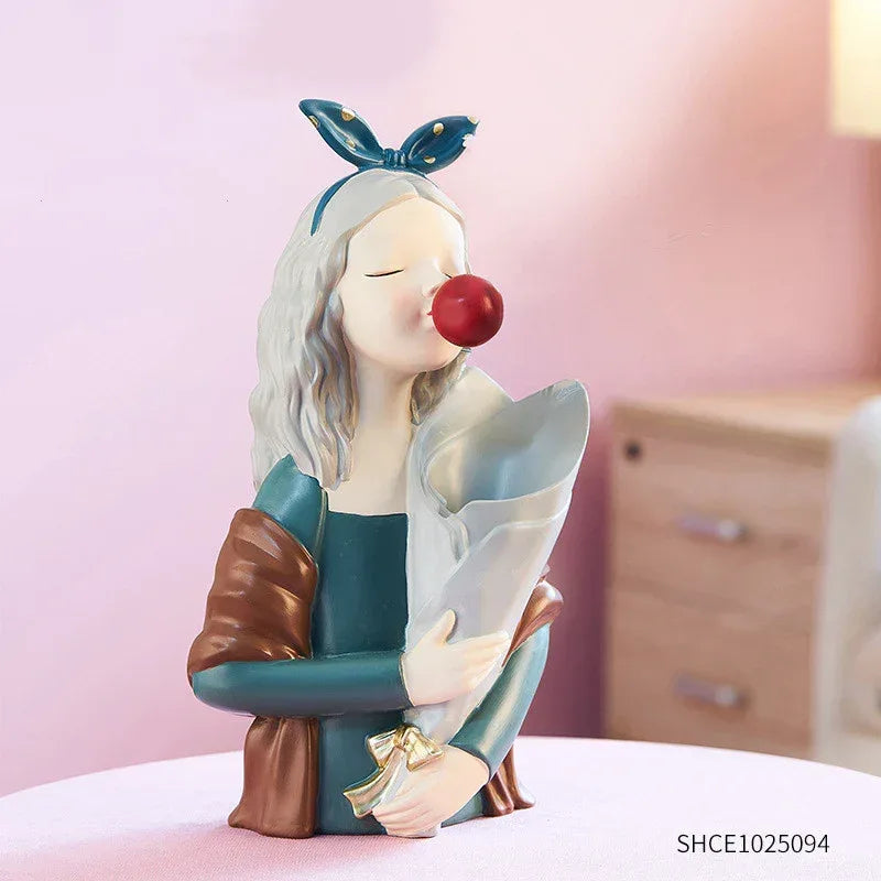 Home Decor Girl Figurine Resin Sculpture Abstract Art Room Decor Nordic Decoration Home Living Room Decoration Accessories Gifts - Home Decoration Plus