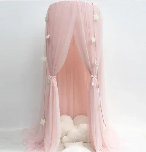 Princess Crown Canopy Bed Tent - Children's Mosquito Net with Star Ornaments - Home Decoration Plus