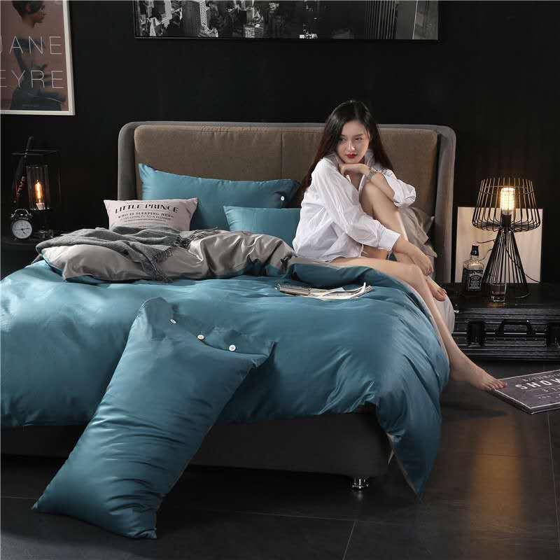 All cotton 60 satin four-piece solid color long-staple cotton - Home Decoration Plus