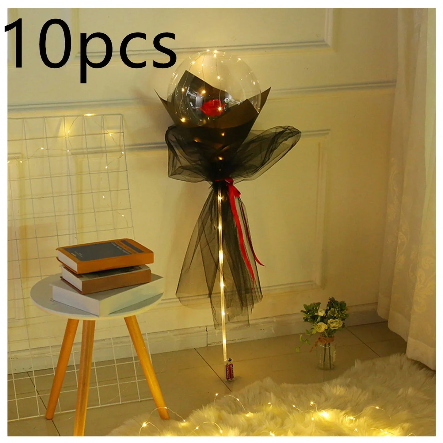 LED Luminous Balloon Rose Bouquet Transparent Bobo Ball Rose - Home Decoration Plus