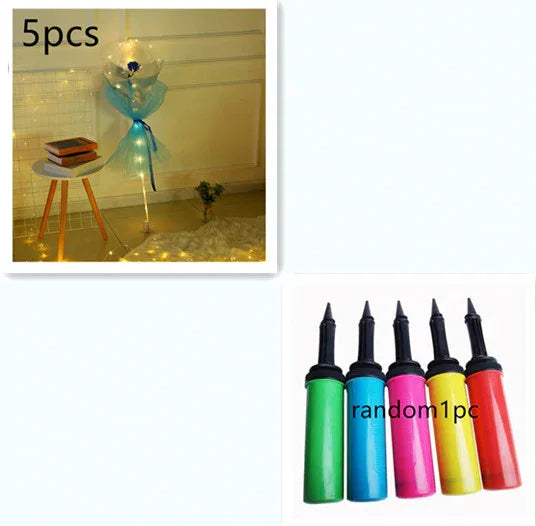 LED Luminous Balloon Rose Bouquet Transparent Bobo Ball Rose - Home Decoration Plus