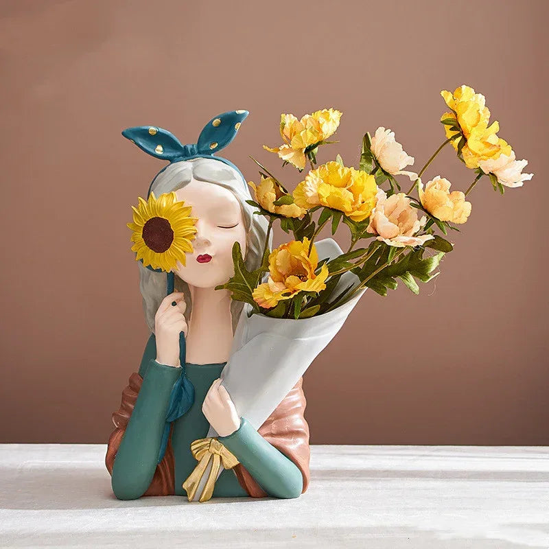 Home Decor Girl Figurine Resin Sculpture Abstract Art Room Decor Nordic Decoration Home Living Room Decoration Accessories Gifts - Home Decoration Plus