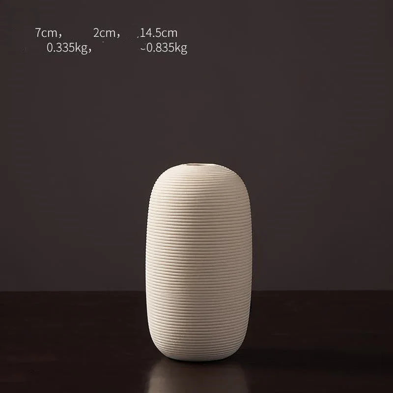 White Simple Nordic Vases Porcelain Living Room Tabletop Decoration Retro Ceramic Plain Vase For Dried Flowers Home Garden - Home Decoration Plus
