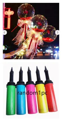 LED Luminous Balloon Rose Bouquet Transparent Bobo Ball Rose - Home Decoration Plus