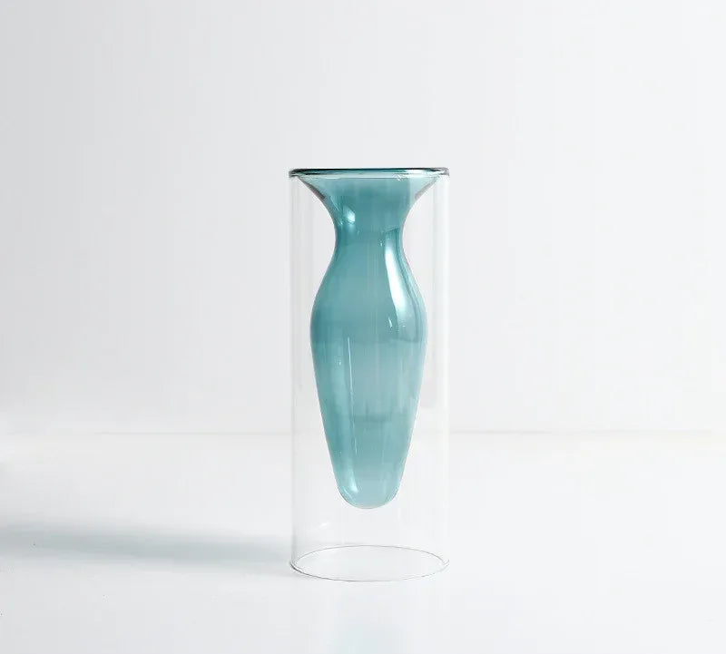 Home Decoration Accessories Nordic Ins Colourful Glass Transparent Vase Living Room Dining Table Dried Flowers Hydroponic Vases - Home Decoration Plus
