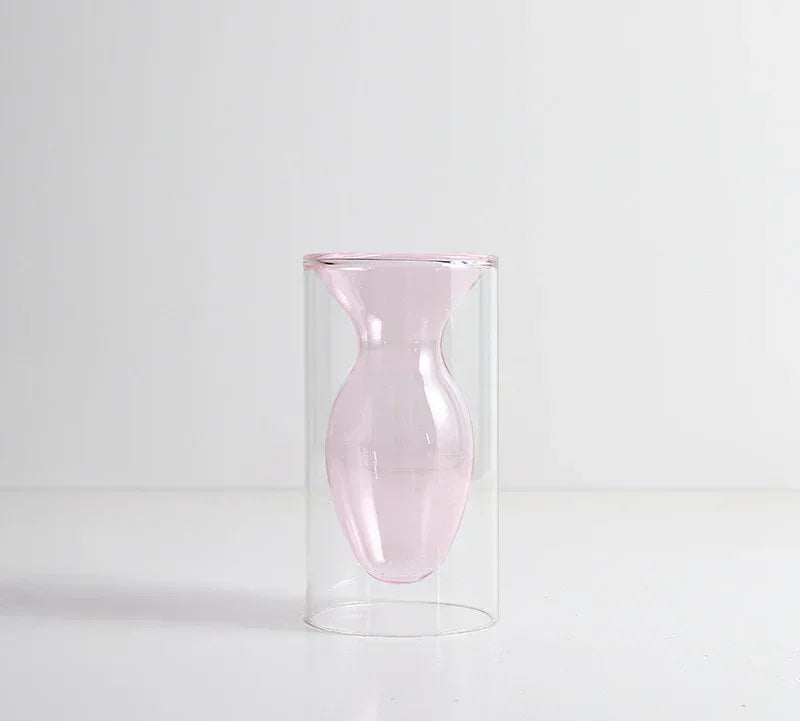 Home Decoration Accessories Nordic Ins Colourful Glass Transparent Vase Living Room Dining Table Dried Flowers Hydroponic Vases - Home Decoration Plus
