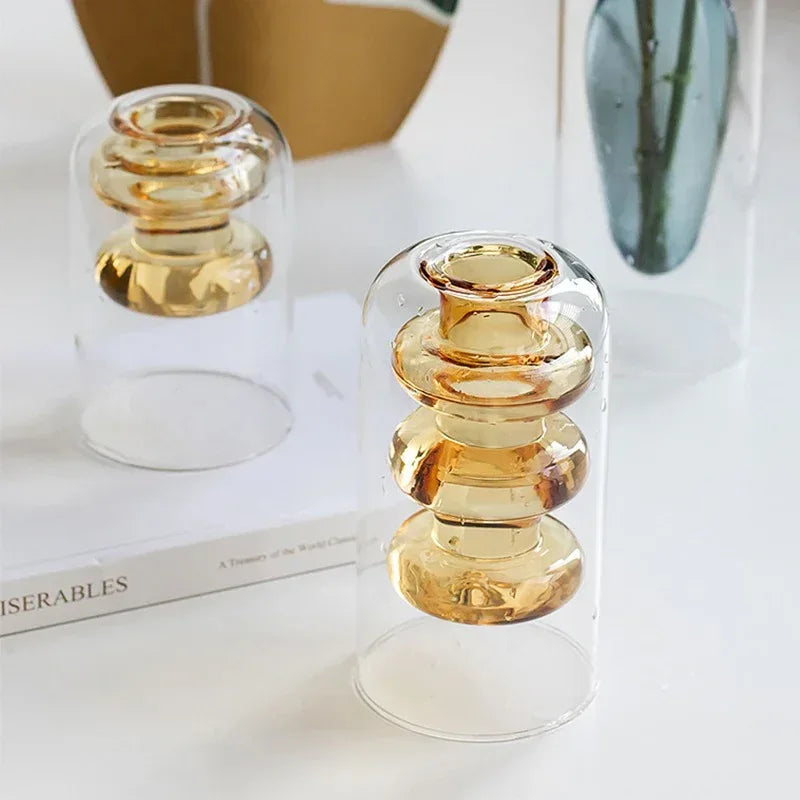 Home Decoration Accessories Nordic Ins Colourful Glass Transparent Vase Living Room Dining Table Dried Flowers Hydroponic Vases - Home Decoration Plus