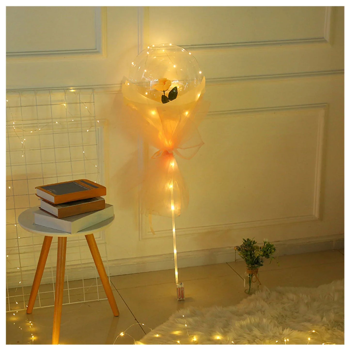 LED Luminous Balloon Rose Bouquet Transparent Bobo Ball Rose - Home Decoration Plus