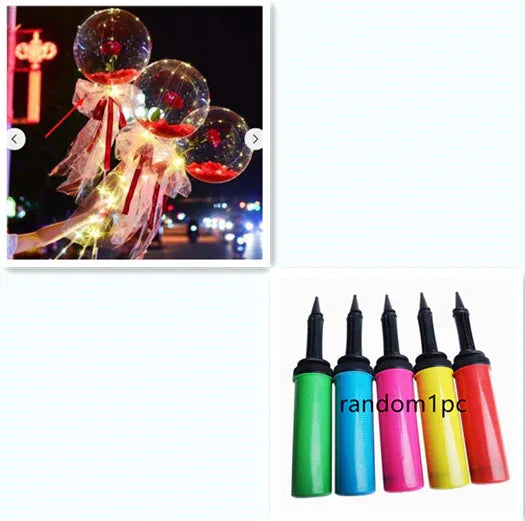 LED Luminous Balloon Rose Bouquet Transparent Bobo Ball Rose - Home Decoration Plus