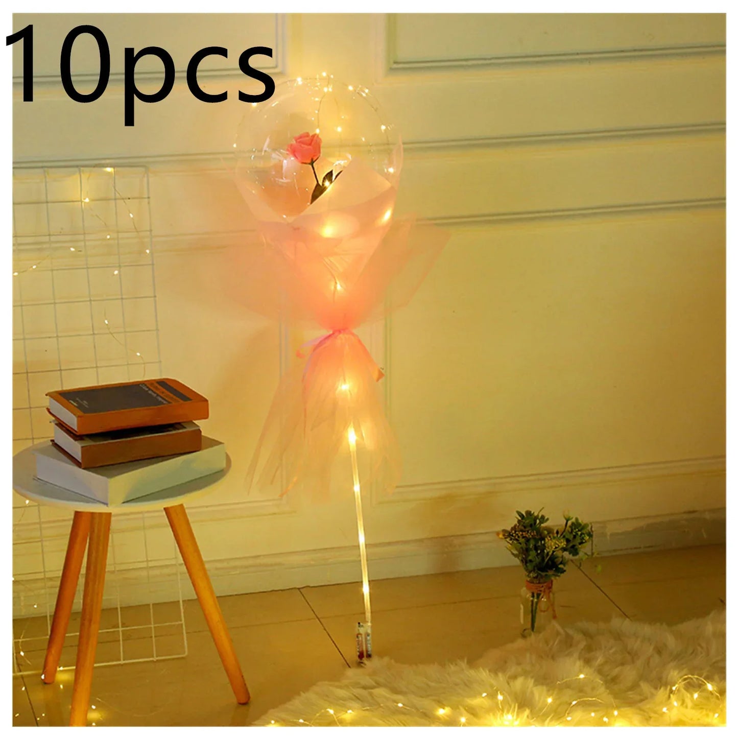 LED Luminous Balloon Rose Bouquet Transparent Bobo Ball Rose - Home Decoration Plus