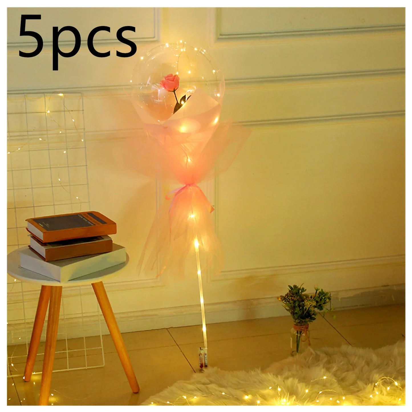 LED Luminous Balloon Rose Bouquet Transparent Bobo Ball Rose - Home Decoration Plus