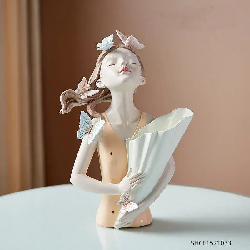 Home Decor Girl Figurine Resin Sculpture Abstract Art Room Decor Nordic Decoration Home Living Room Decoration Accessories Gifts - Home Decoration Plus