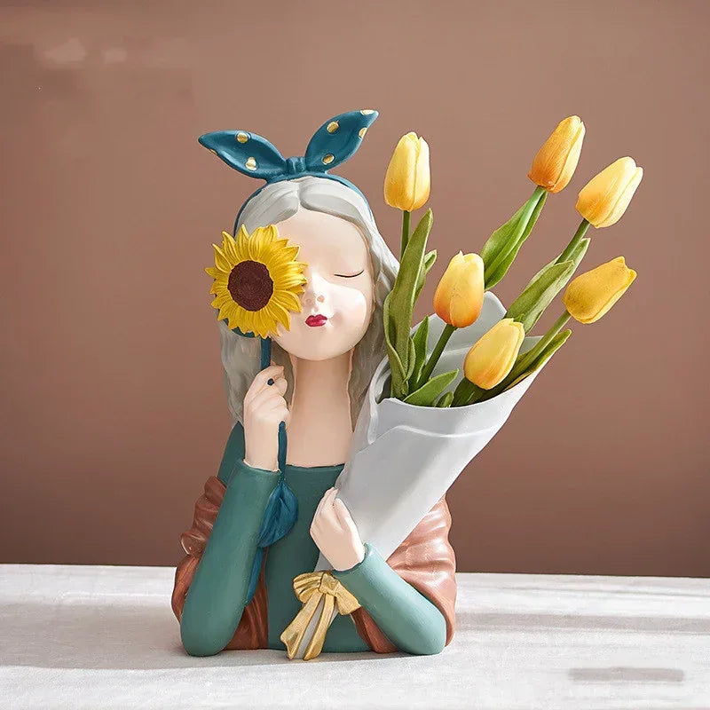 Home Decor Girl Figurine Resin Sculpture Abstract Art Room Decor Nordic Decoration Home Living Room Decoration Accessories Gifts - Home Decoration Plus