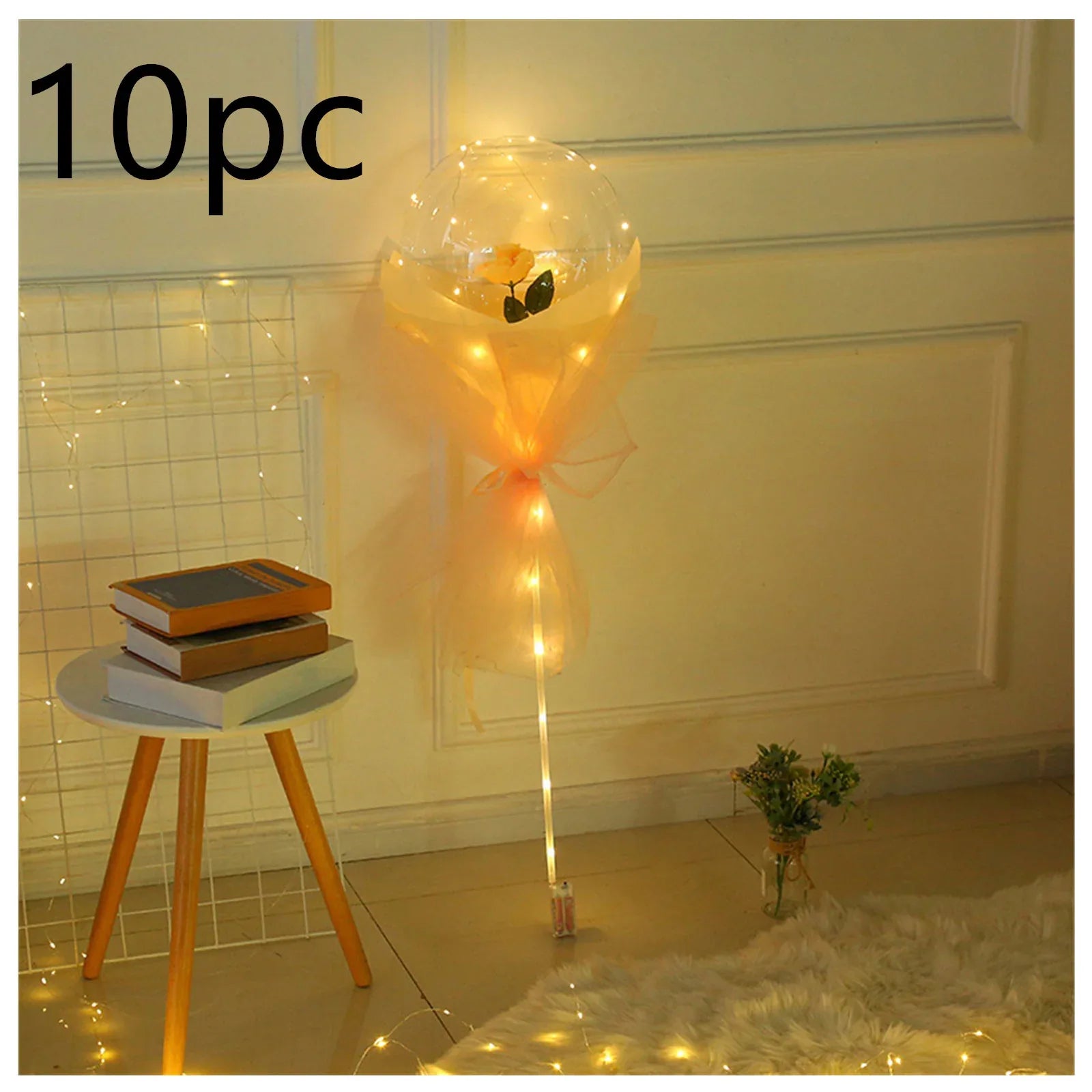 LED Luminous Balloon Rose Bouquet Transparent Bobo Ball Rose - Home Decoration Plus
