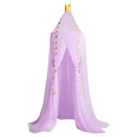 Princess Crown Canopy Bed Tent - Children's Mosquito Net with Star Ornaments - Home Decoration Plus