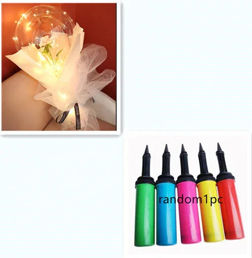 LED Luminous Balloon Rose Bouquet Transparent Bobo Ball Rose - Home Decoration Plus