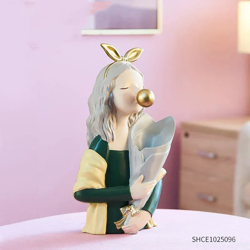 Home Decor Girl Figurine Resin Sculpture Abstract Art Room Decor Nordic Decoration Home Living Room Decoration Accessories Gifts - Home Decoration Plus