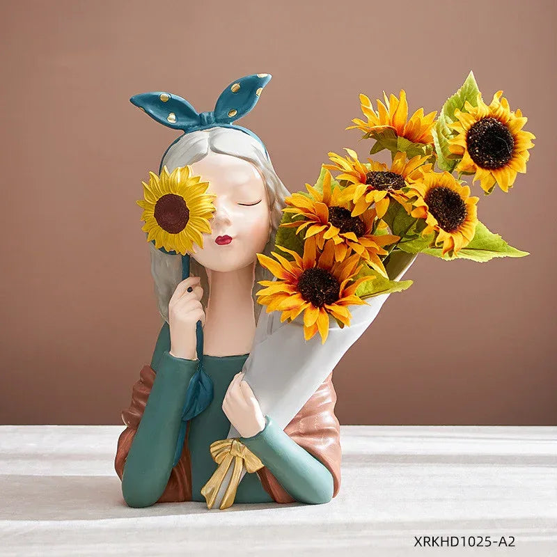 Home Decor Girl Figurine Resin Sculpture Abstract Art Room Decor Nordic Decoration Home Living Room Decoration Accessories Gifts - Home Decoration Plus