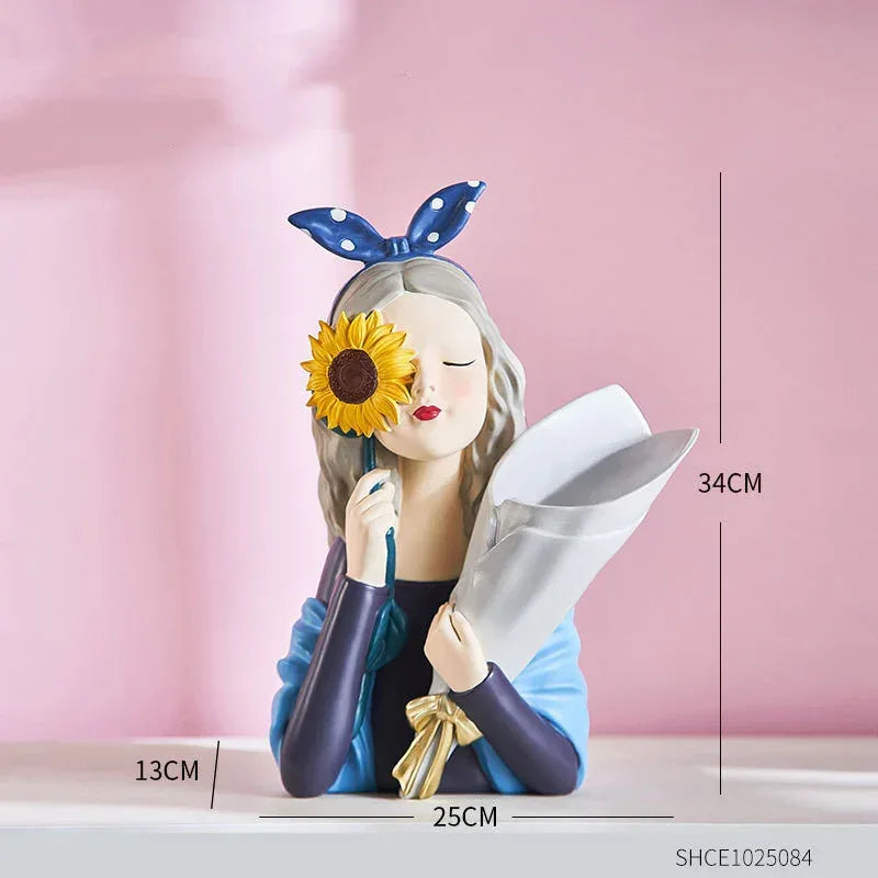 Home Decor Girl Figurine Resin Sculpture Abstract Art Room Decor Nordic Decoration Home Living Room Decoration Accessories Gifts - Home Decoration Plus