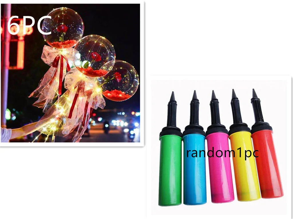 LED Luminous Balloon Rose Bouquet Transparent Bobo Ball Rose - Home Decoration Plus