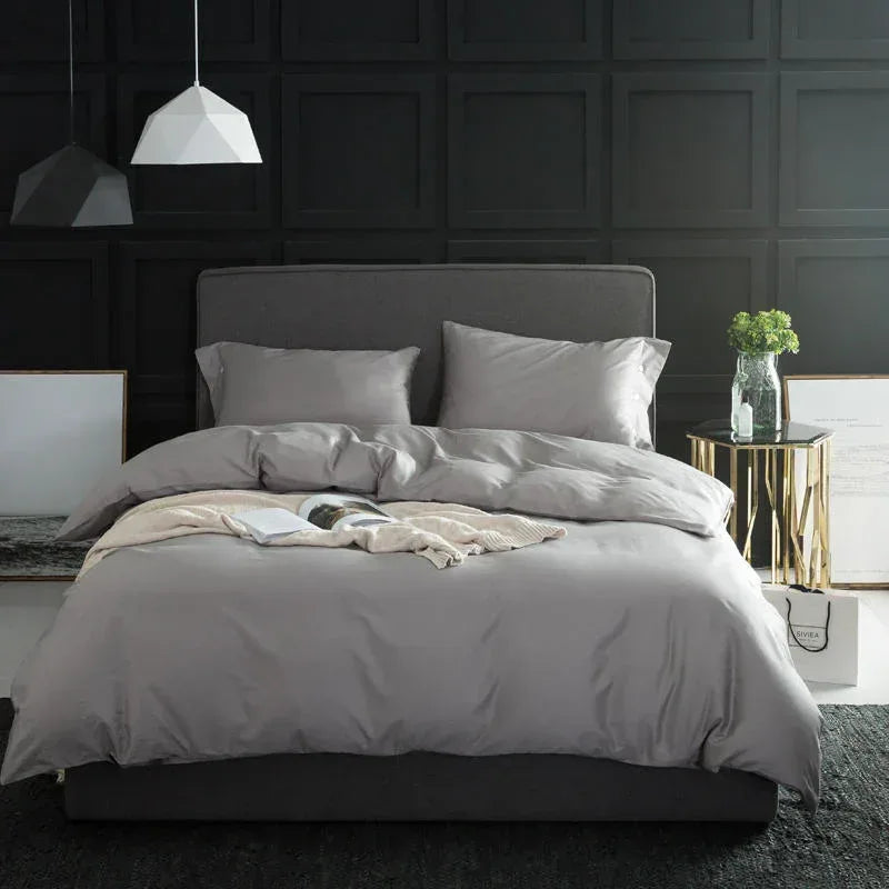 All cotton 60 satin four-piece solid color long-staple cotton - Home Decoration Plus