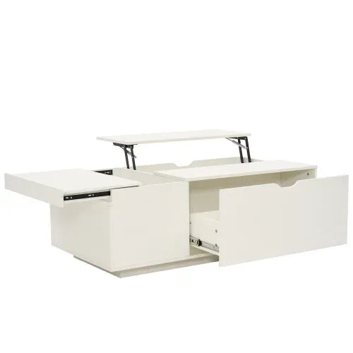 Lift Up Coffee Table, Coffee Table With Drawer, Wooden Tea Tables Sofa End Tables For Living Room Furniture , White - Home Decoration Plus