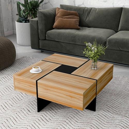 Modern Square Coffee Table with Hidden Storage - Home Decoration Plus