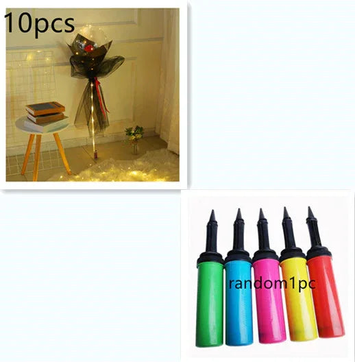 LED Luminous Balloon Rose Bouquet Transparent Bobo Ball Rose - Home Decoration Plus