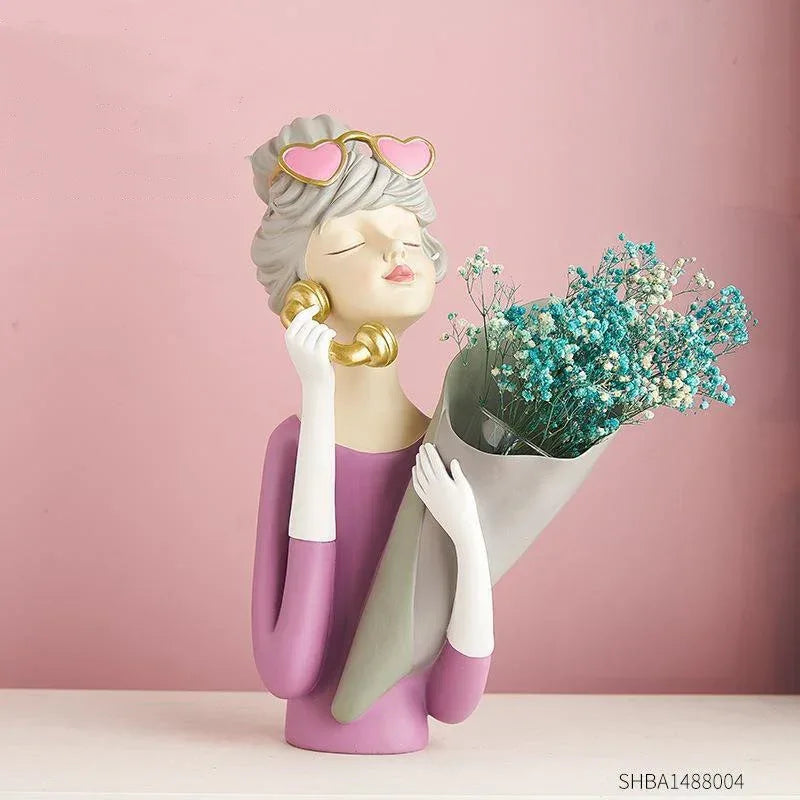 Home Decor Girl Figurine Resin Sculpture Abstract Art Room Decor Nordic Decoration Home Living Room Decoration Accessories Gifts - Home Decoration Plus
