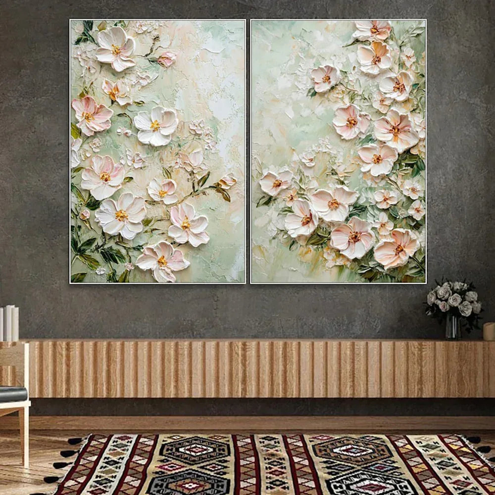 3D Textured Flower Oil Painting - Handmade Canvas Wall Art Unframed - Home Decoration Plus