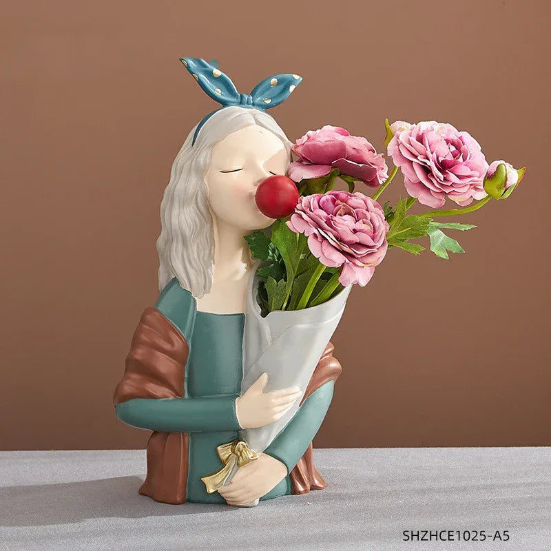 Home Decor Girl Figurine Resin Sculpture Abstract Art Room Decor Nordic Decoration Home Living Room Decoration Accessories Gifts - Home Decoration Plus