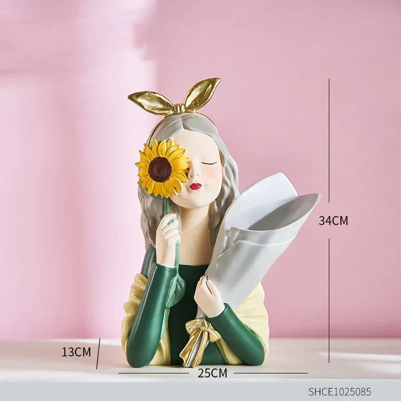 Home Decor Girl Figurine Resin Sculpture Abstract Art Room Decor Nordic Decoration Home Living Room Decoration Accessories Gifts - Home Decoration Plus
