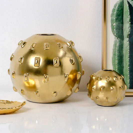 Planet Ornaments Ceramic Vases Home Living Room Electroplating Matte Round - Home Decoration Plus